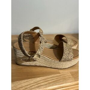 J. Crew Leopard Calf Hair 3" Platform Espadrilles Sandals Shoes Womens 10.5 Tan
